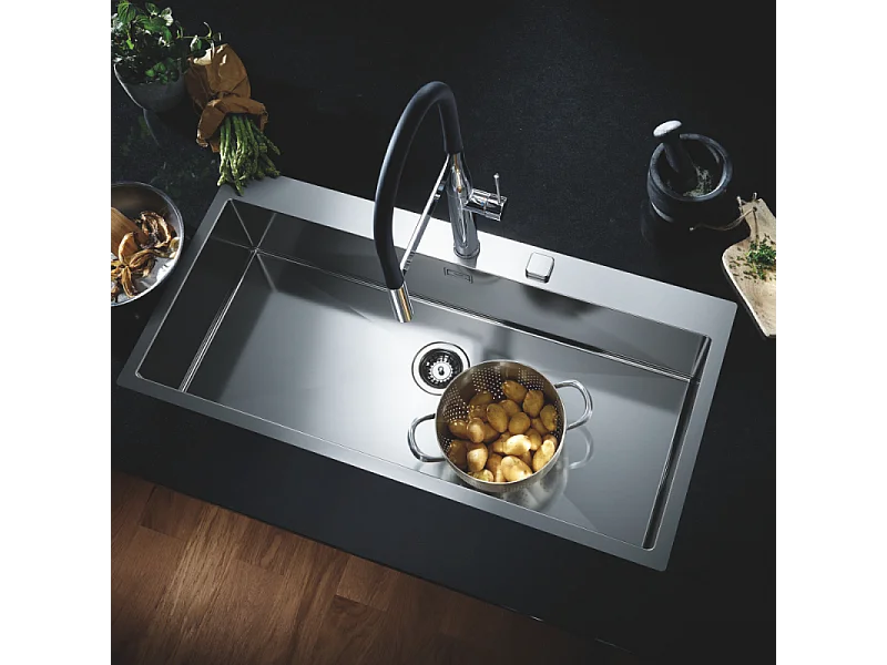 GROHE Mitigeur cuisine semi-professionnel Essence Bec haut chrome douchette extractible