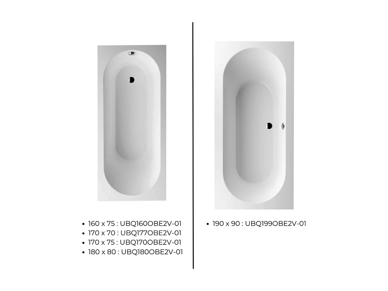 Baignoire droite 180 x 80 VILLEROY ET BOCH Oberon Quaryl