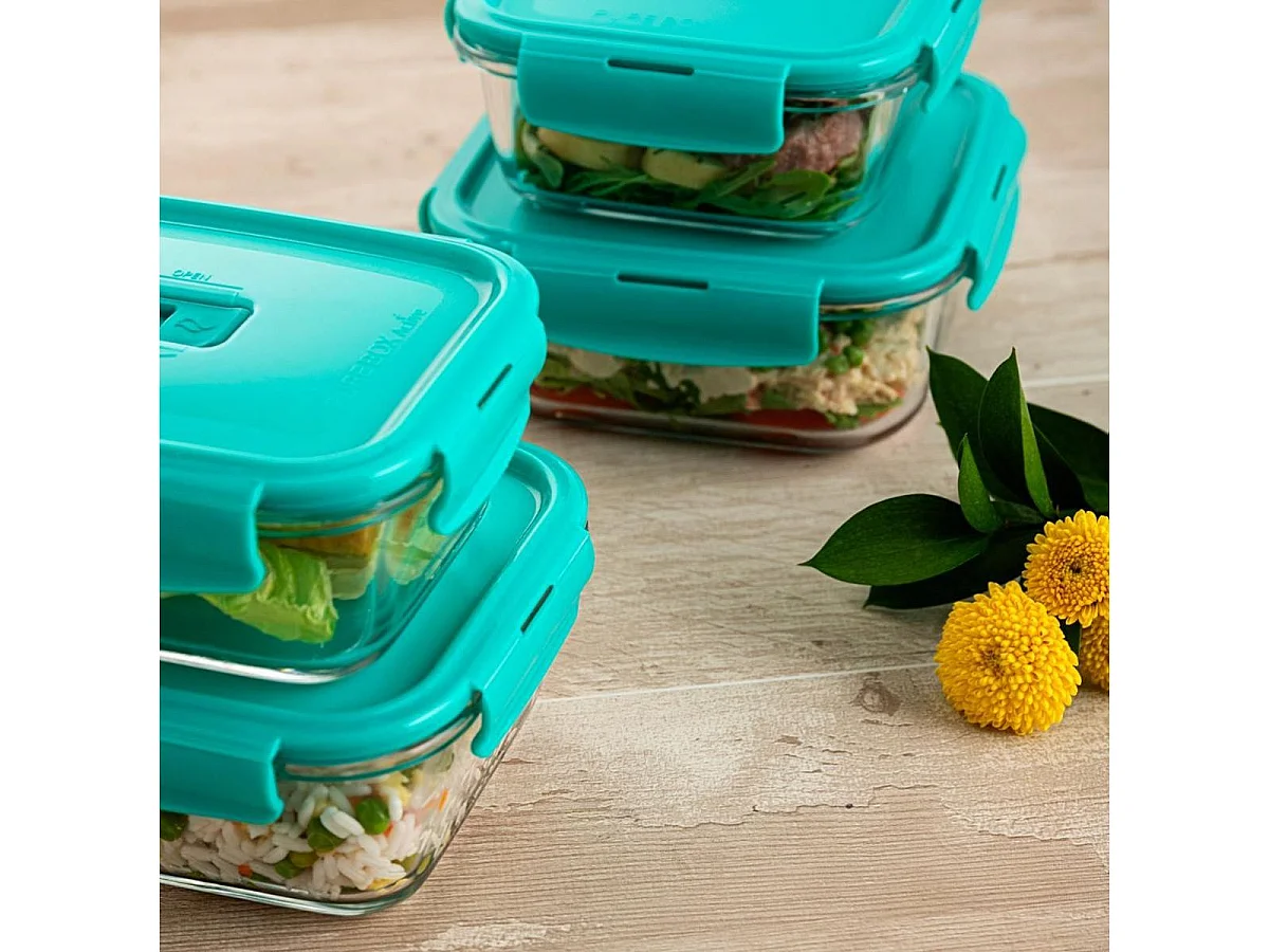 Tupper Turquesa Luminarc rectangular vidrio verde 122 cl