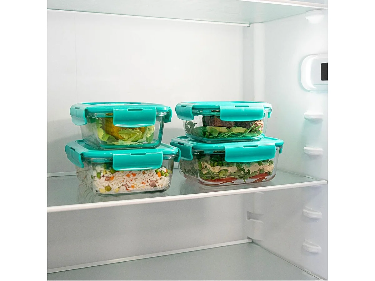 Tupper Turquesa Luminarc rectangular vidrio verde 122 cl