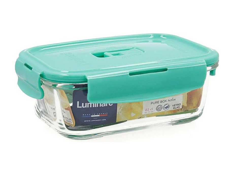 Tupper Turquesa Luminarc rectangular vidrio verde 122 cl