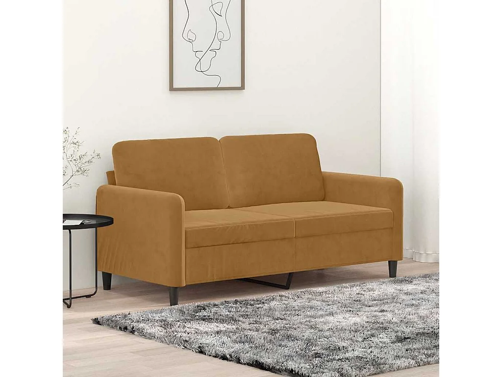 Canapé à 2 places Marron 140 cm Velours