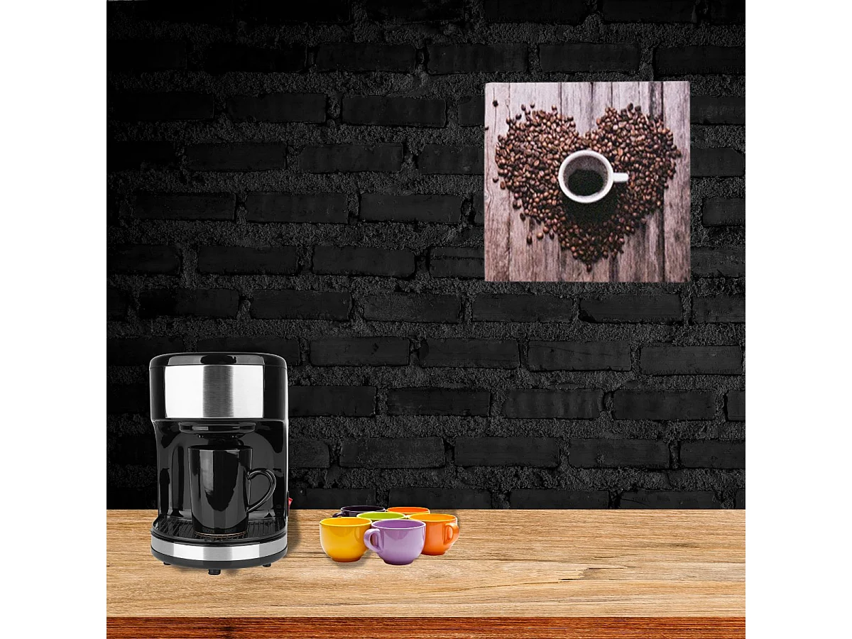 Print decorativo café taza y corazón 28x28x1,5 cm