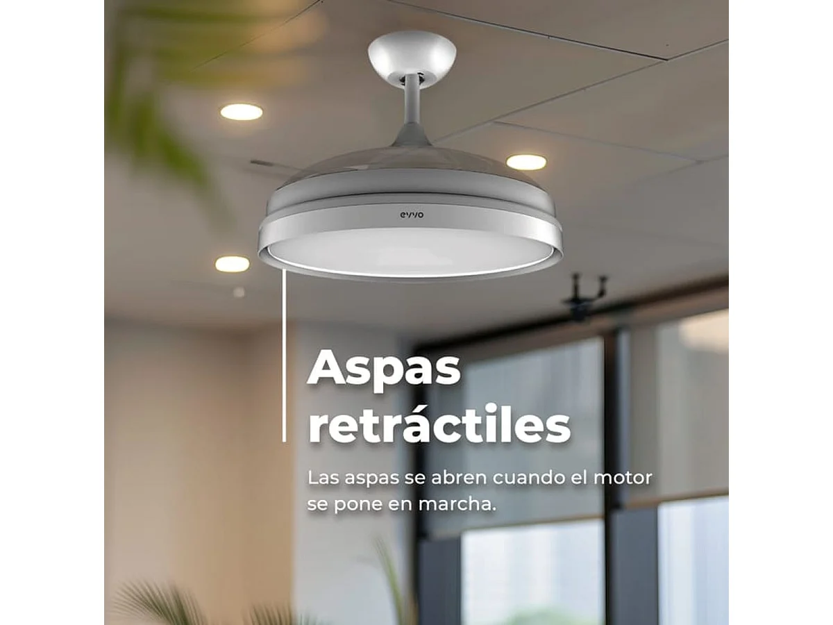 Ventilador de techo Evvo V450 aspas retráctiles gris Ø49x37-49,5 cm
