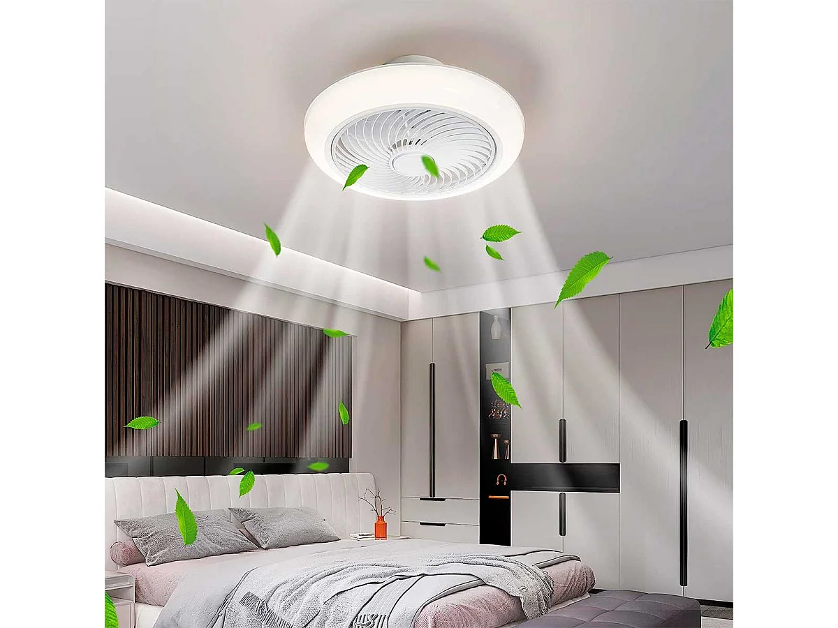 Plafón ventilador Tristán Helios Home 36W luz LED 3 velocidades + control remoto blanco Ø53x22 cm