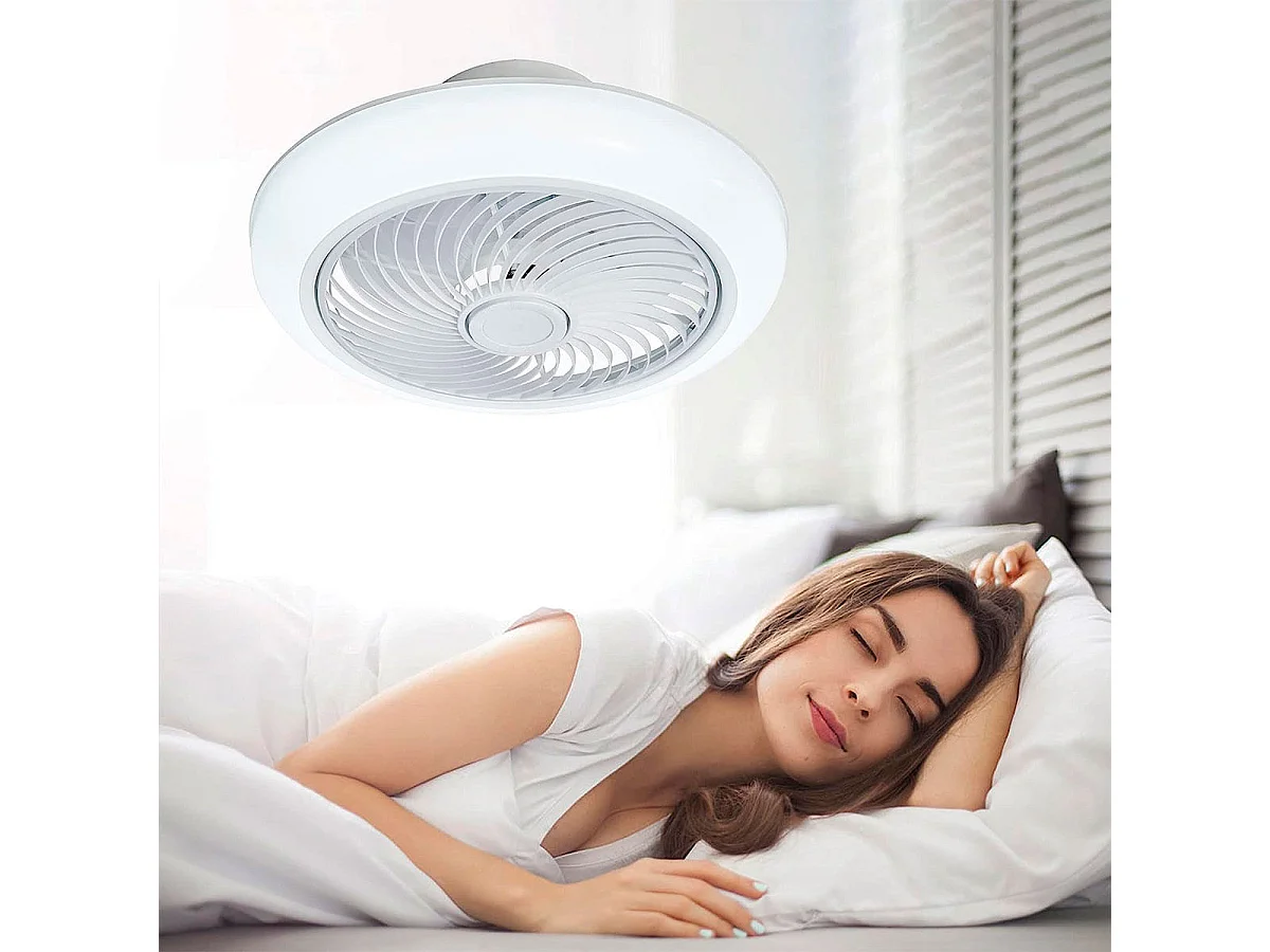 Plafón ventilador Tristán Helios Home 36W luz LED 3 velocidades + control remoto blanco Ø53x22 cm