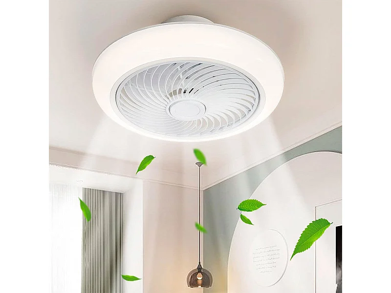 Plafón ventilador Tristán Helios Home 36W luz LED 3 velocidades + control remoto blanco Ø53x22 cm
