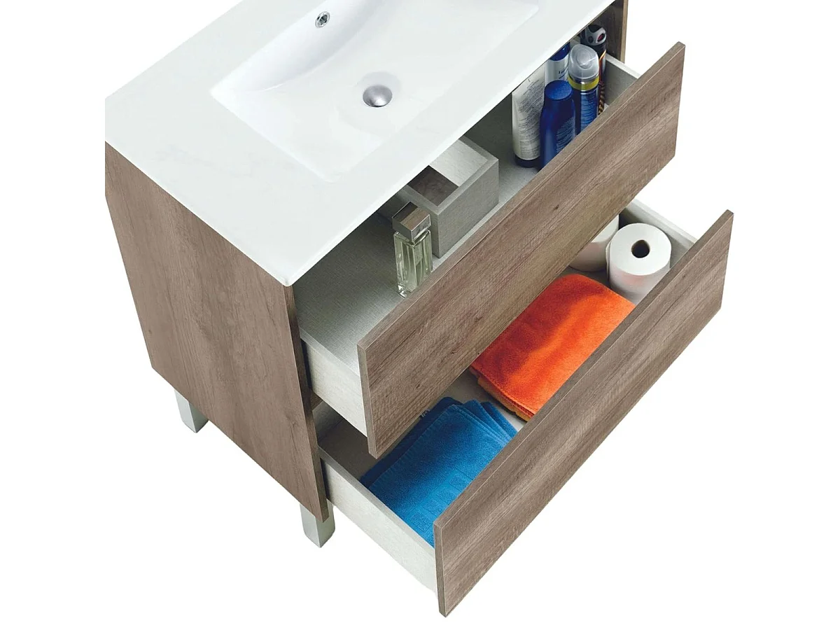Conjunto de baño Dakota lavabo + mueble + espejo nordik 80 cm