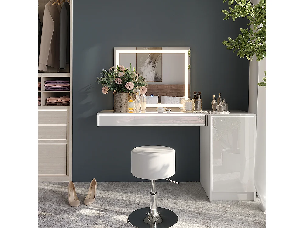 Kaptafel set met kruk wit 100x40.1x12 sherry