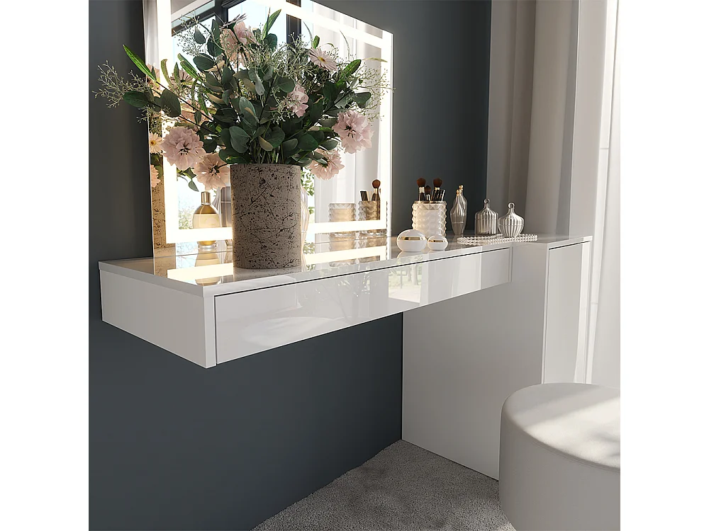 Kaptafel set met kruk wit 100x40.1x12 sherry