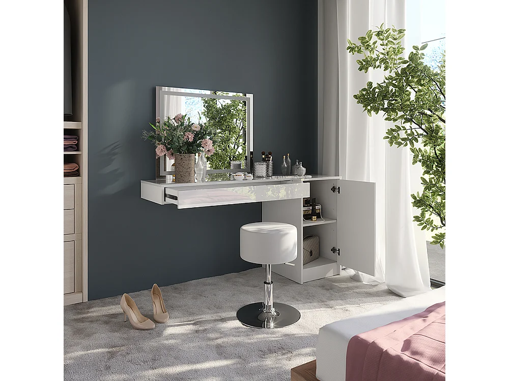 Kaptafel set met kruk wit 100x40.1x12 sherry