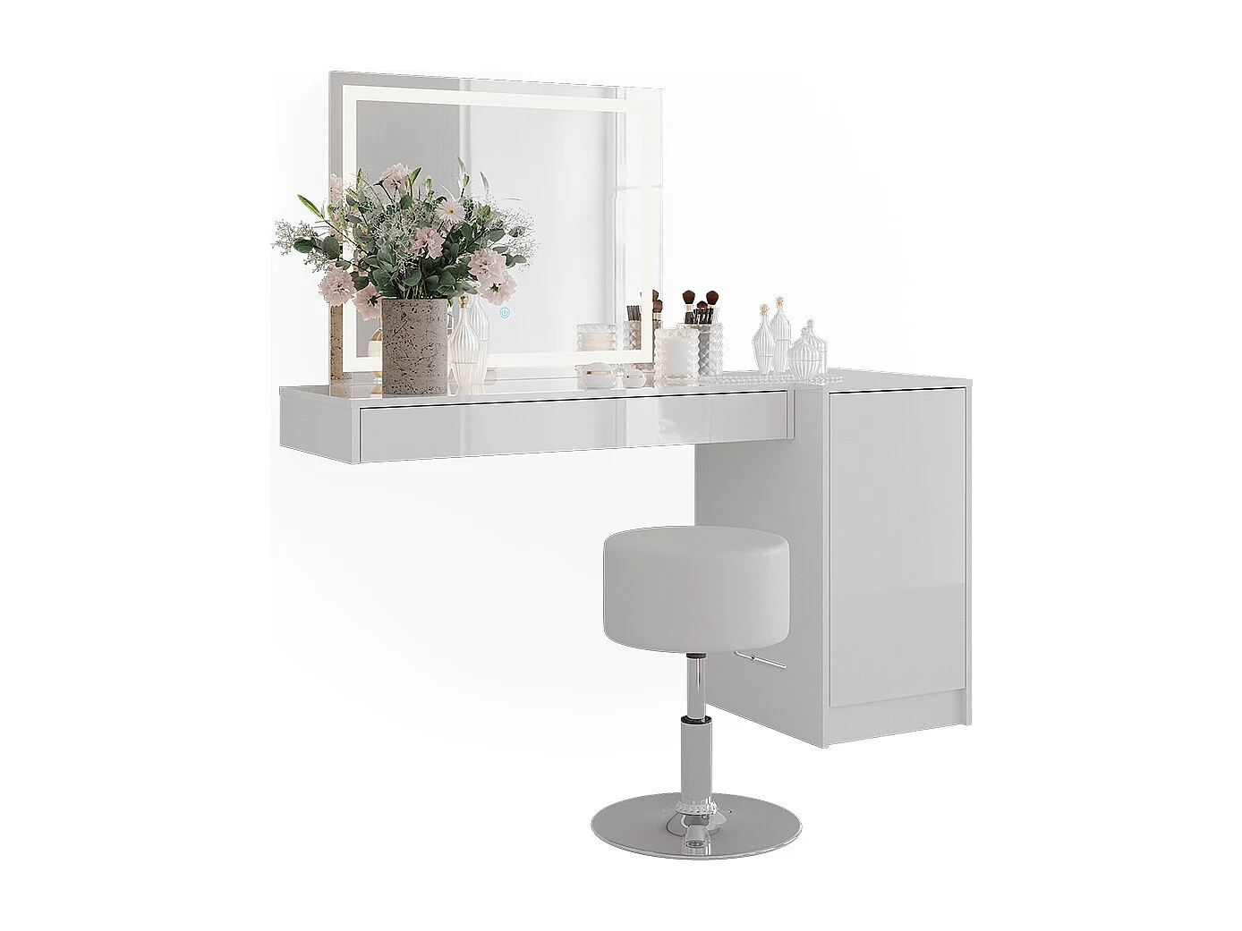 Kaptafel set met kruk wit 100x40.1x12 sherry