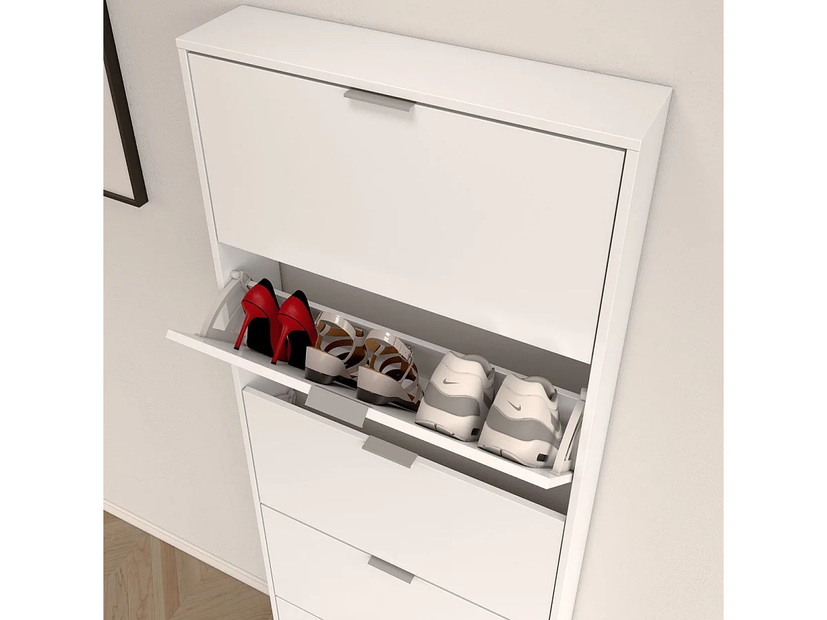 Zapatero alto Pasillo Blanco Brillo 5 Puertas 180x70x17 cm