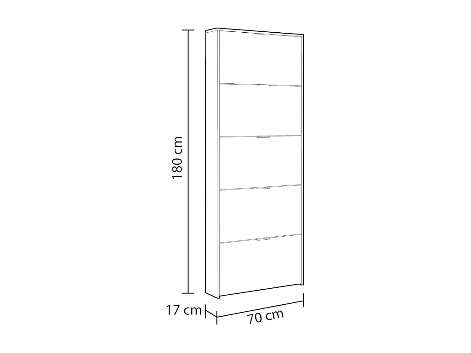 Zapatero alto Pasillo Blanco Brillo 5 Puertas 180x70x17 cm