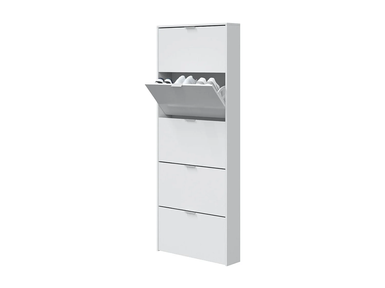 Zapatero alto Pasillo Blanco Brillo 5 Puertas 180x70x17 cm