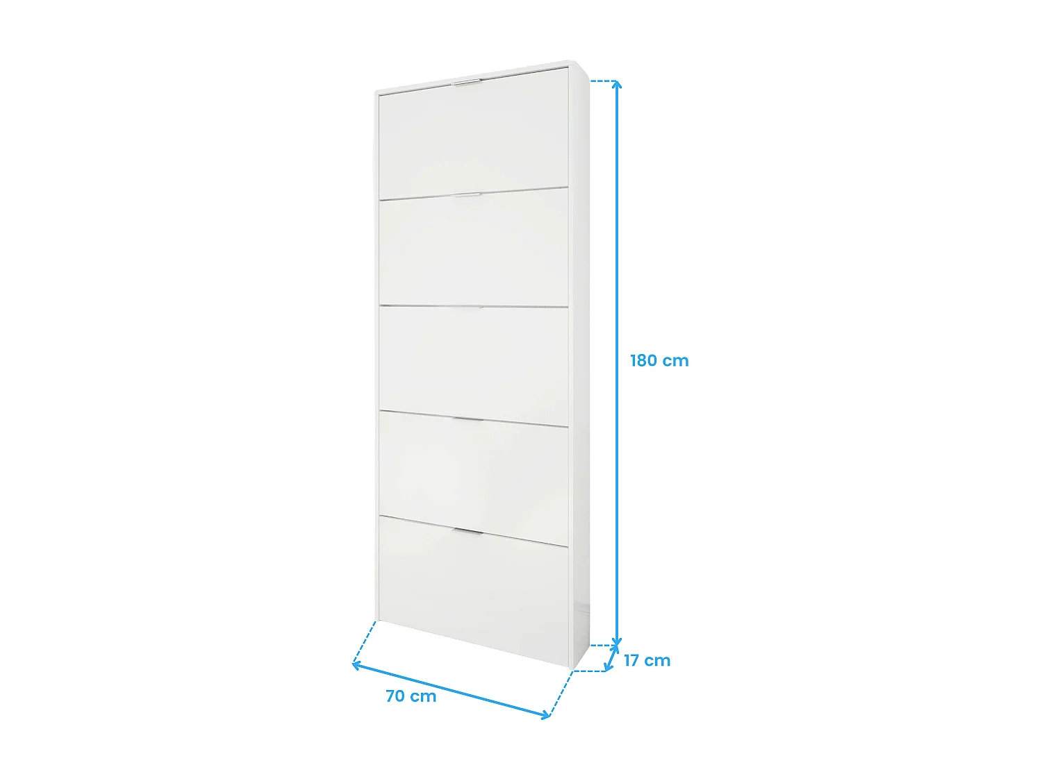 Zapatero alto Pasillo Blanco Brillo 5 Puertas 180x70x17 cm