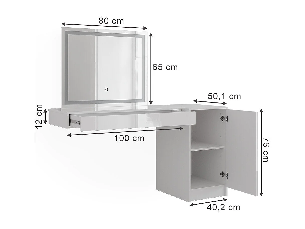 Schminktisch weiß 100x40.1x12 sherry
