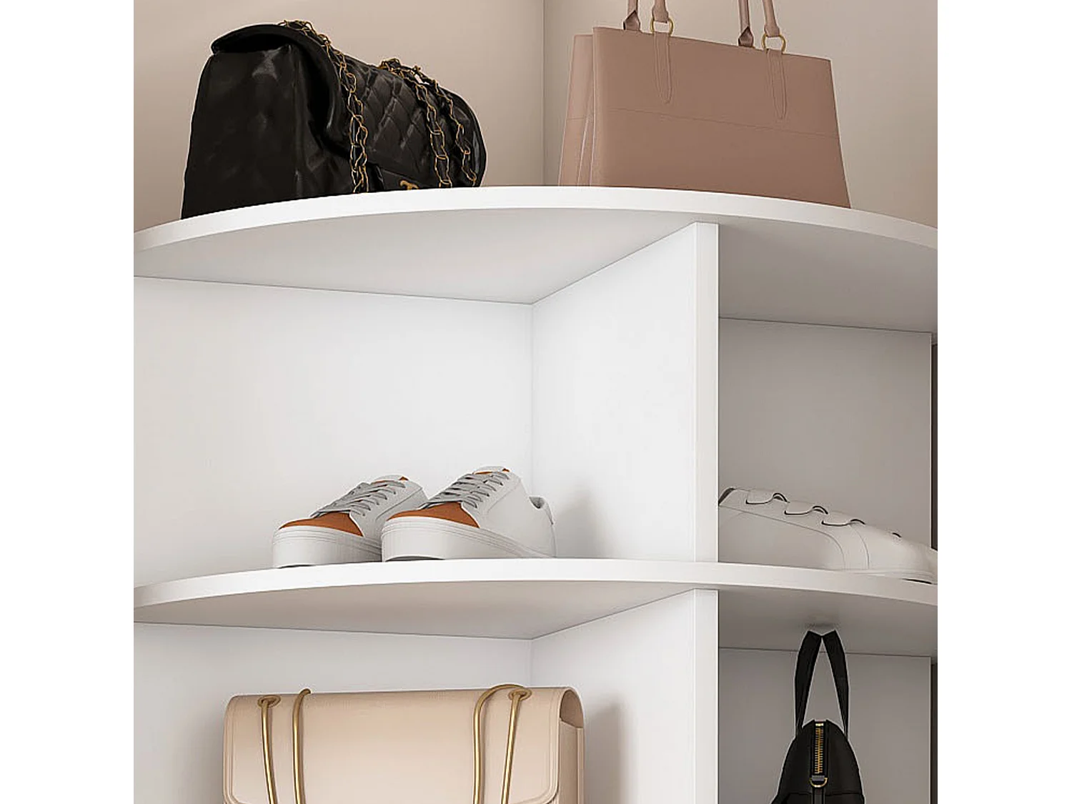 Tour à chaussures pivotante avec 7 niveaux pour 28 paires - Blanc 60x60x161 cm