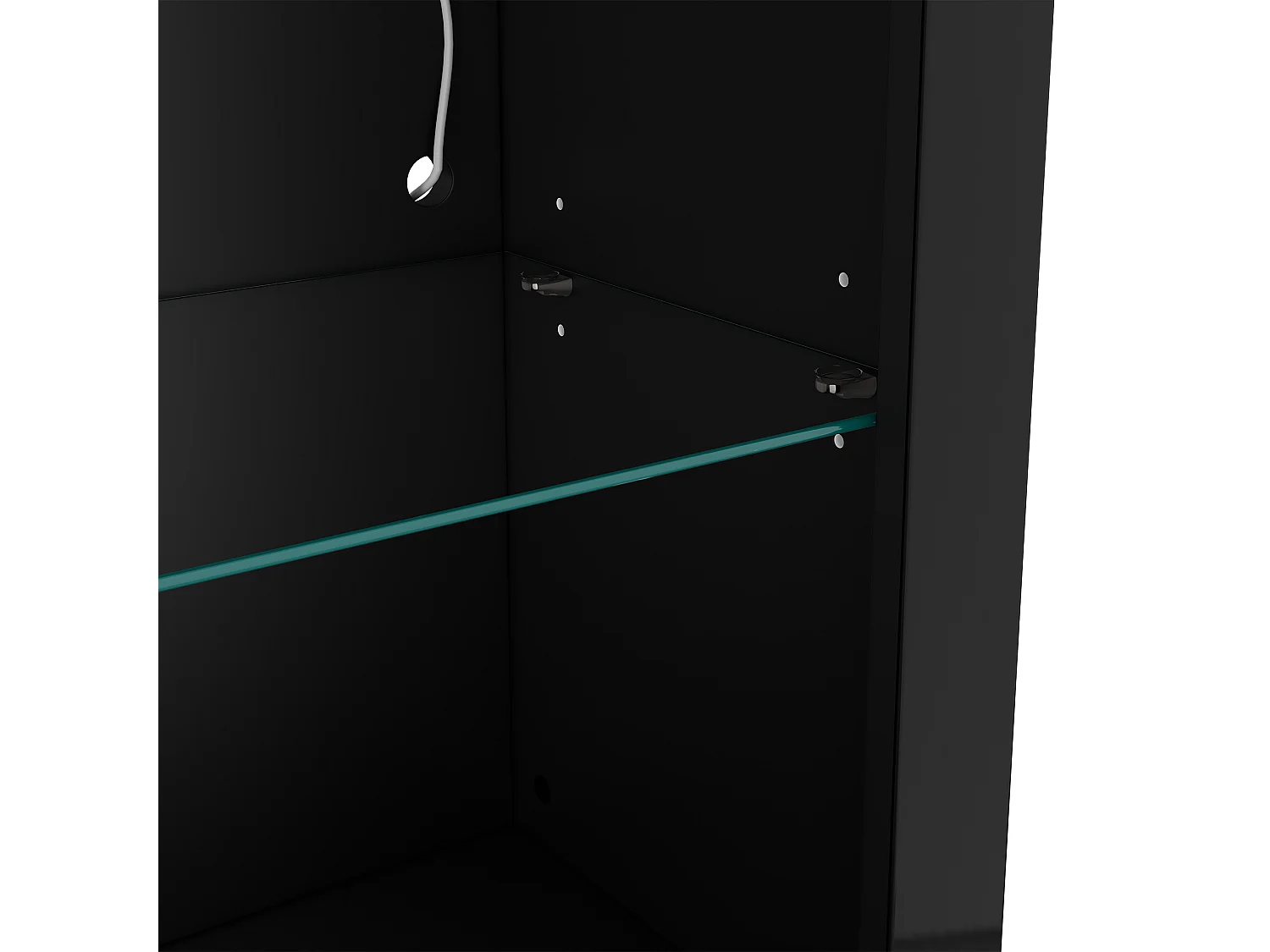 Vitrinekast met ledverlichting, 2 glazen planken en 2 deuren - Glanzend zwarte afwerking