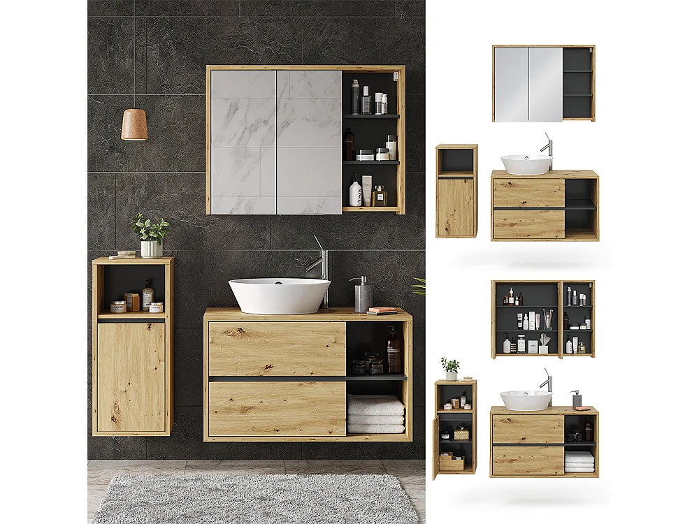 Meubles bain chêne artisan 60x45x100 viola