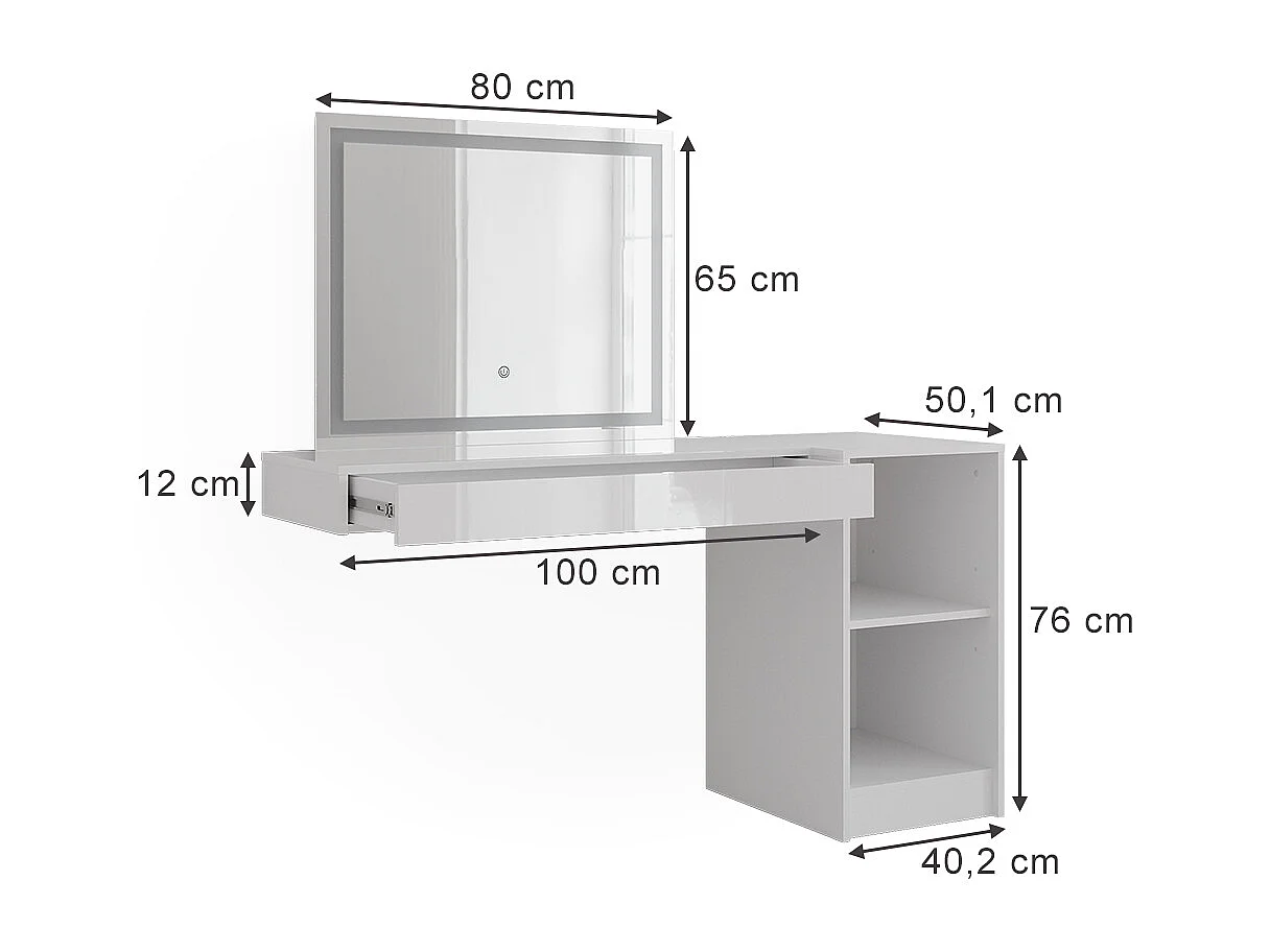 Stół toaletowy biały 100x40.1x12 sherry