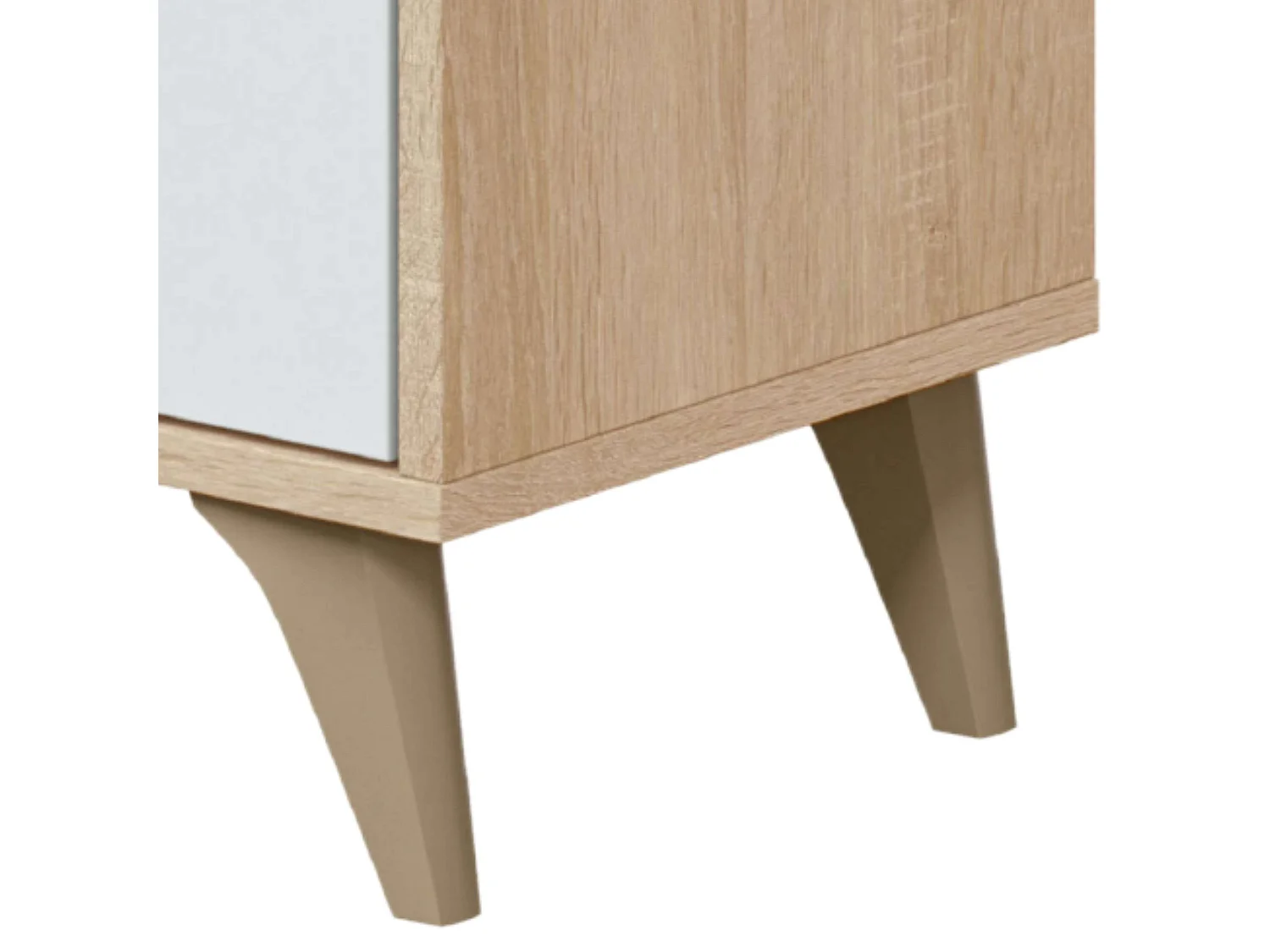 Vitrine Kikua com 3 portas, carvalho canadense e branco artik, 142x77x33 cm