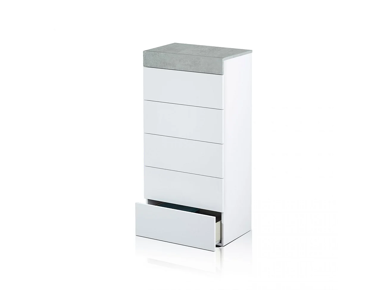 Cómoda Tekkan chiffonier Blanco Artik (Blanco Mate) - Gris Cemento