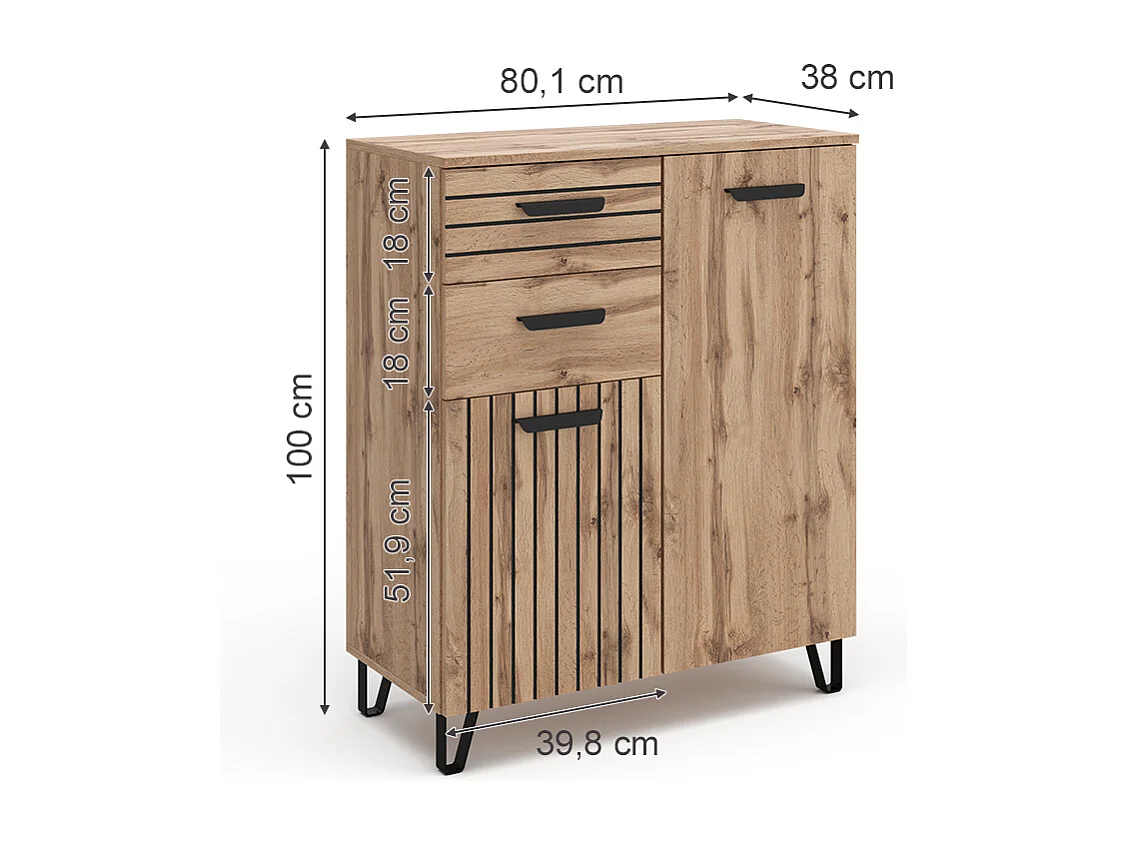 Commode avec tiroirs marron 38x80.1x100 amber