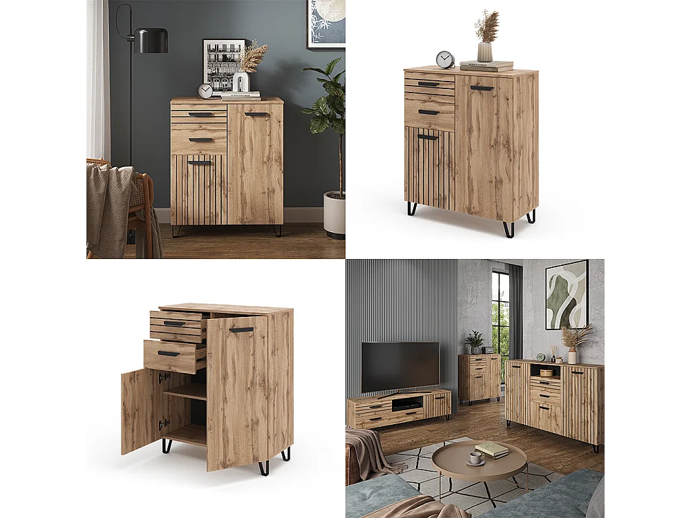 Commode avec tiroirs marron 38x80.1x100 amber