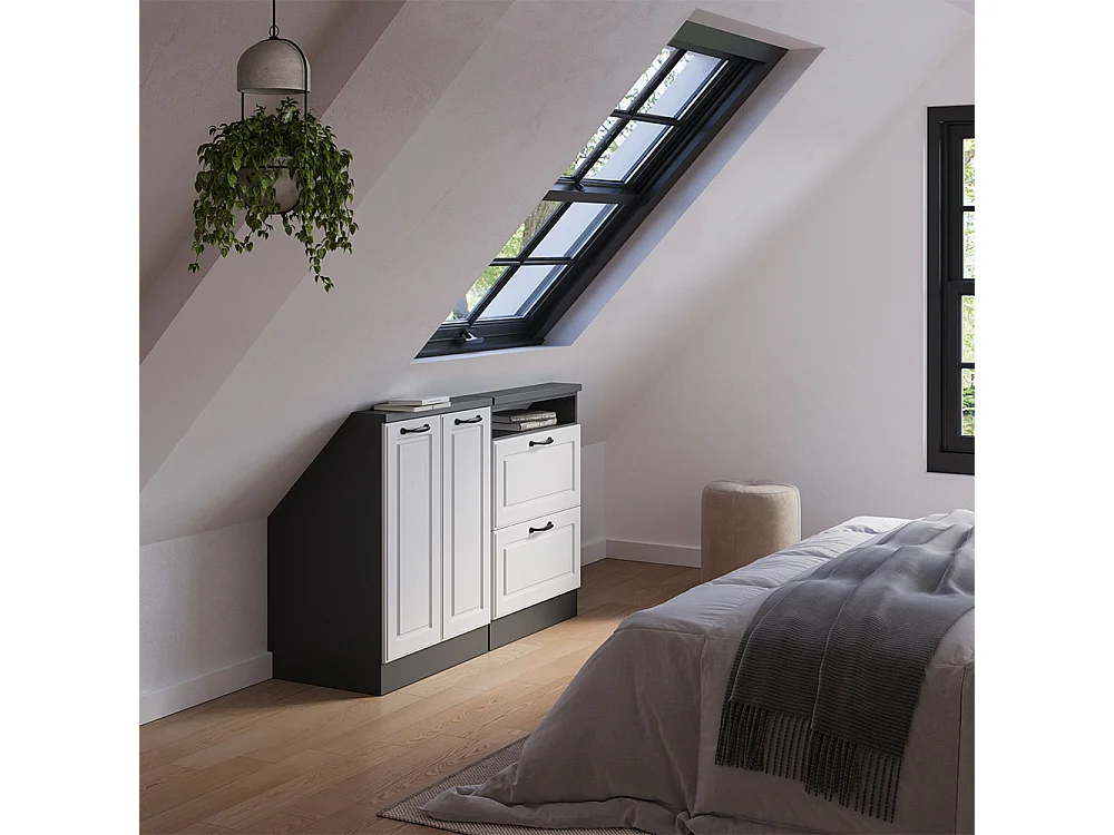 Conjunto de armarios para techo inclinado casa de campo blanca/antracita 120x46x81.6 rion