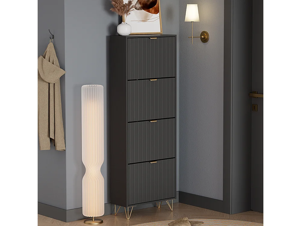 Armoire à chaussures noir 60x23.5x166.7 helge