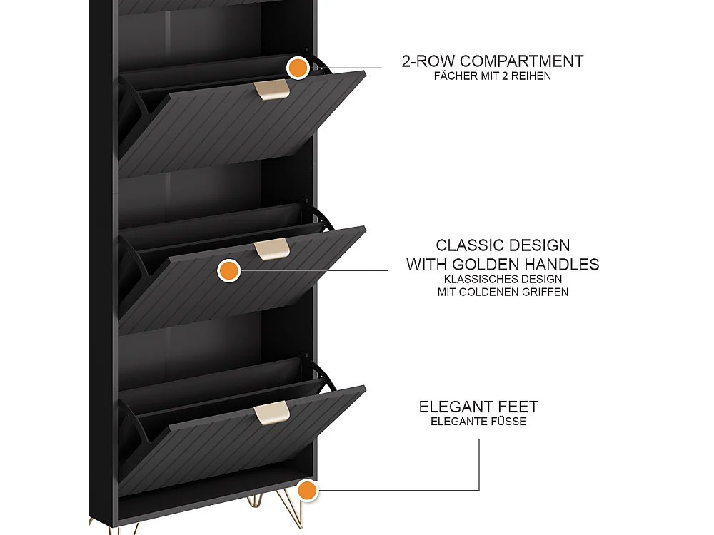 Armoire à chaussures noir 60x23.5x166.7 helge