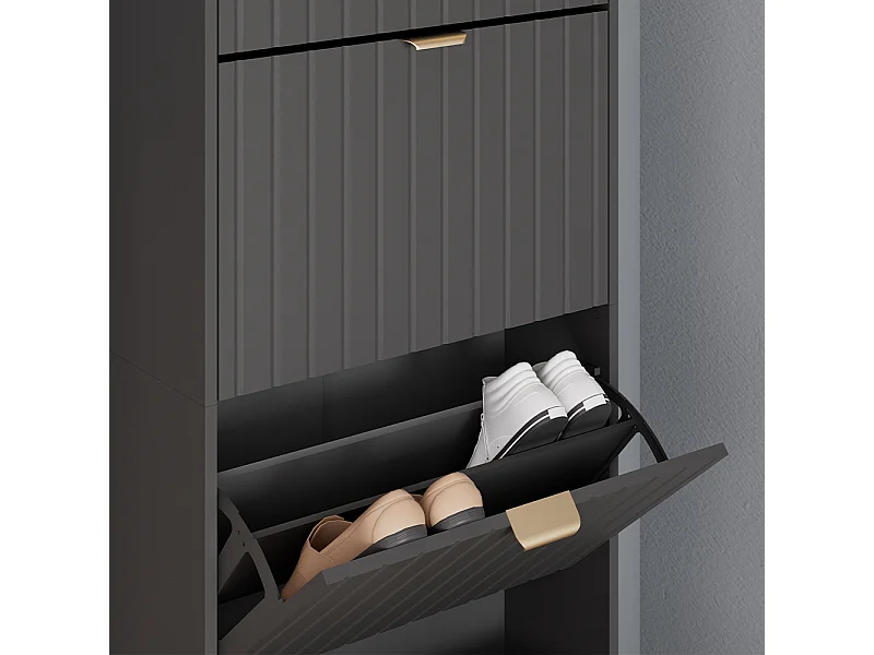 Schuhschrank schwarz 60x23.5x166.7 helge