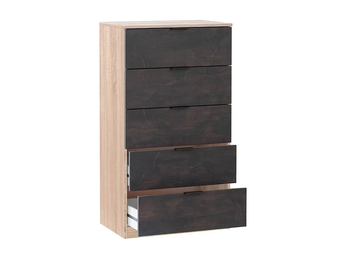 Cómoda 5 cajones sinfonier óxido roble canadian industrial 110x60x40 cm