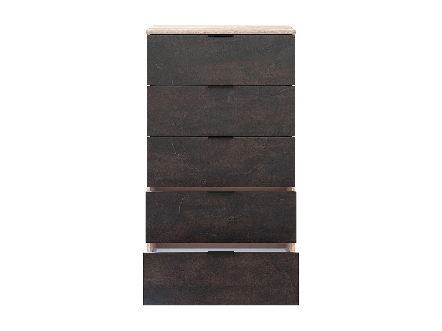 Cômoda com 5 gavetas, cômoda industrial em óxido de carvalho canadense, 110x60x40 cm