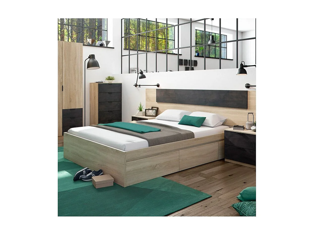 Cômoda com 5 gavetas, cômoda industrial em óxido de carvalho canadense, 110x60x40 cm