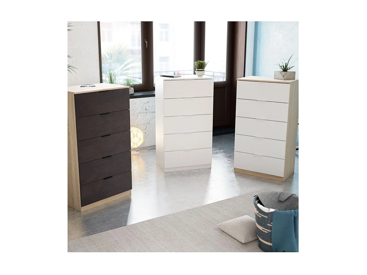 Cômoda com 5 gavetas, cômoda industrial em óxido de carvalho canadense, 110x60x40 cm