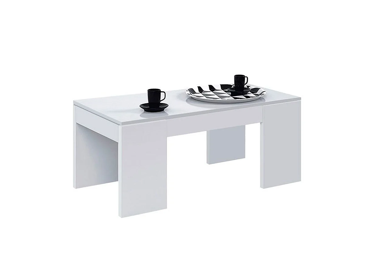 Mesa centro elevable Kendra blanco brillo 43x100x50 cm