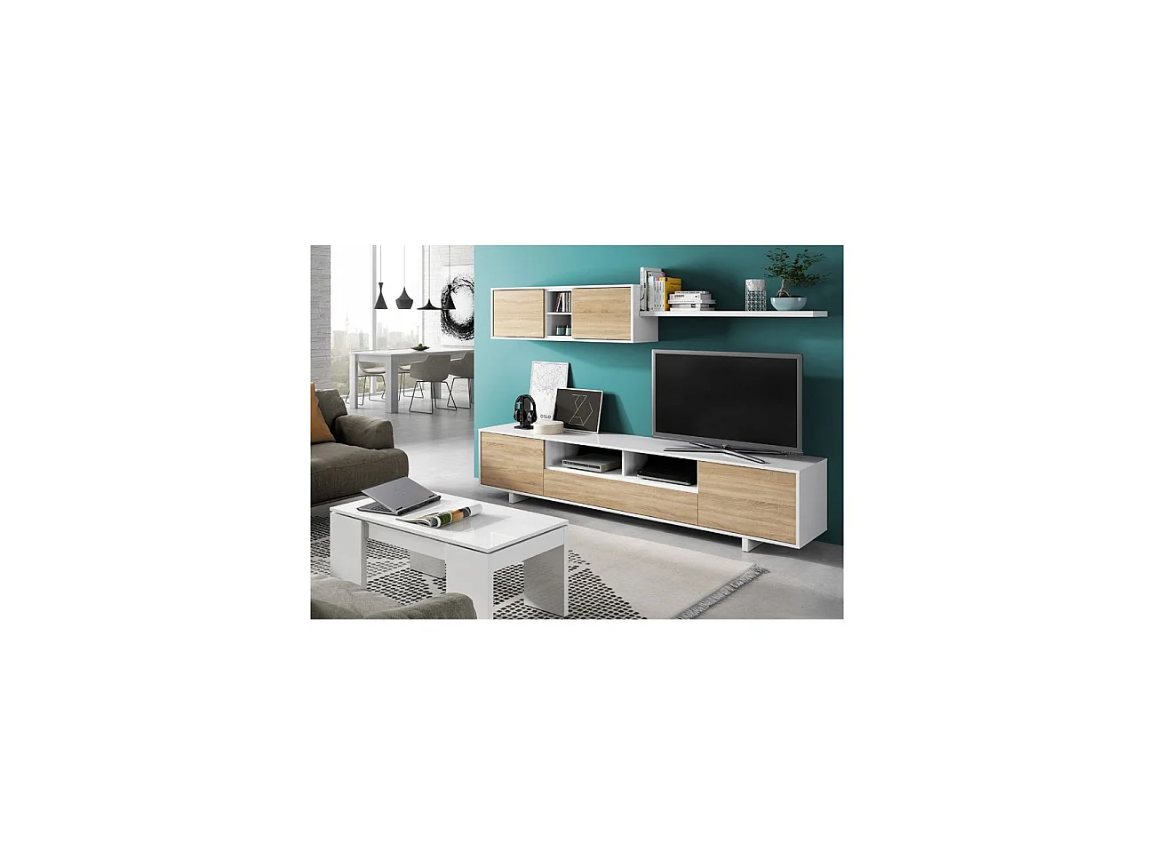 Mesa de centro elevable Kendra Blanco
