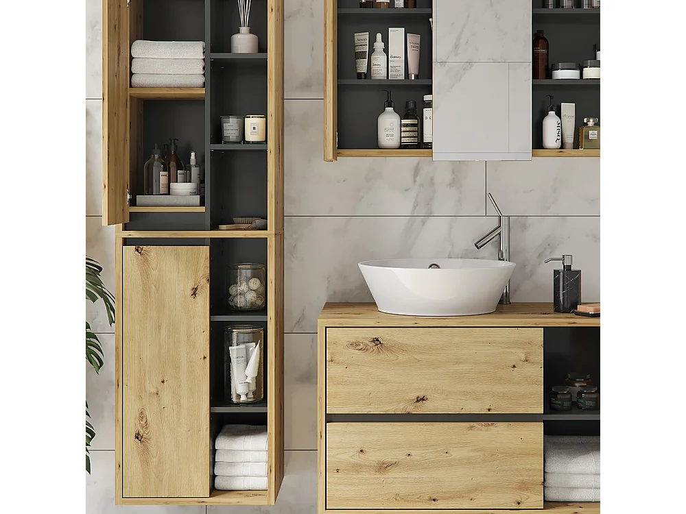 Meubles bain chêne artisan 60x45x100 viola