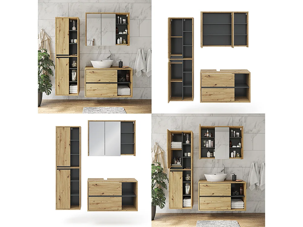 Meubles bain chêne artisan 60x45x100 viola