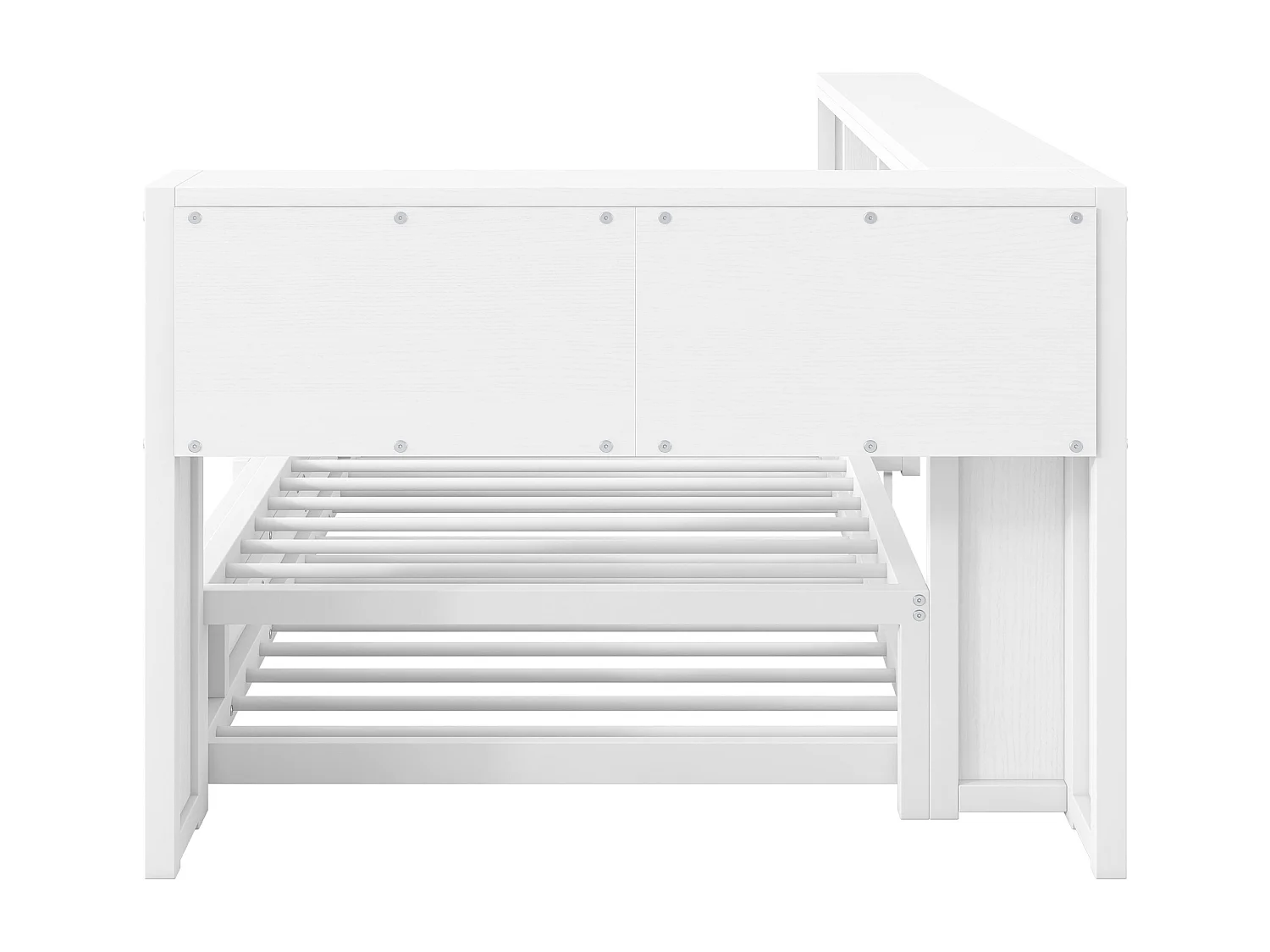 Dagbed 90x200cm met uitschuifbaar bed 90x190cm - LED, USB en opbergruimte - Metaal en MDF - Wit
