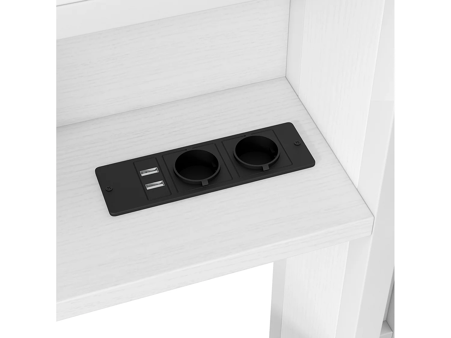 Dagbed 90x200cm met uitschuifbaar bed 90x190cm - LED, USB en opbergruimte - Metaal en MDF - Wit