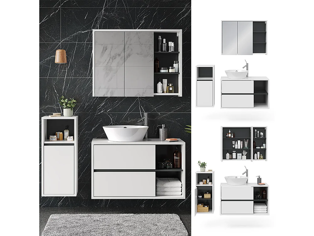 Meubles bain blanc 60x45x100 viola