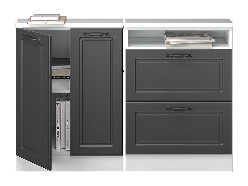 Dachschrägenschrank-Set anthrazit landhaus/weiß 120x46x81.6 rion