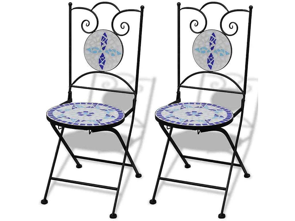 Ensemble de bistro 3 pcs Carreaux céramiques Bleu et blanc