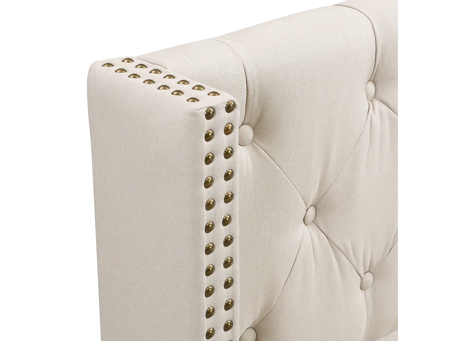 Letto per bambini 90x200cm in lino beige - Gambe in legno (materasso non incluso)