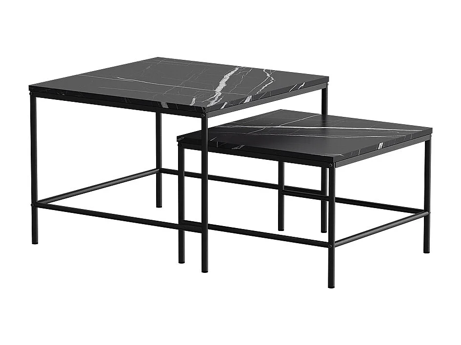 Set de tables basses marbre noir 60x60x45 ramio