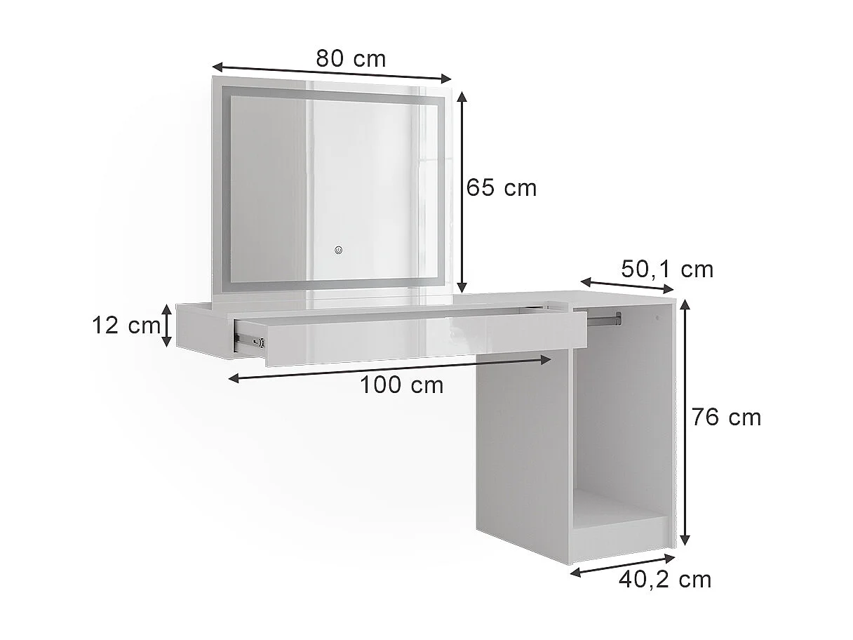 Kaptafel met licht wit 100x40.1x12 sherry