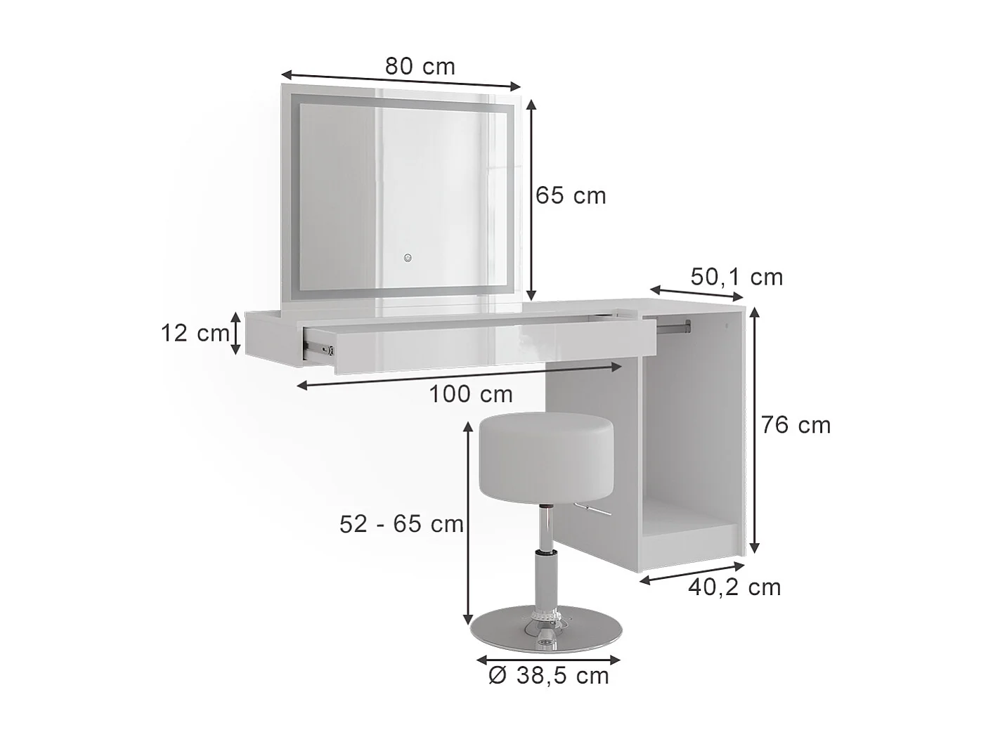 Coiffeuse blanc 100x40.1x12 sherry